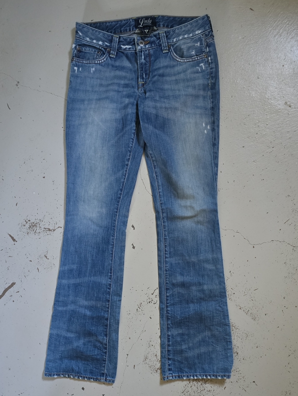 Y2k Lucky Brand Lola Boot Cut Women's Distressed Blue Jeans Size 27